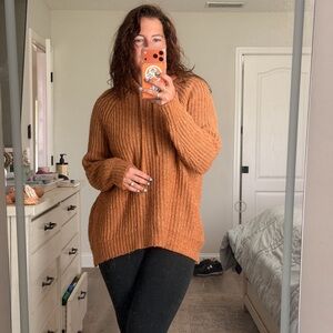 aerie Chunky Ribbed Crew Sweater - Rust Orange